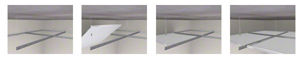 Schéma de montage des dalles constituant le faux-plafond Barrisol