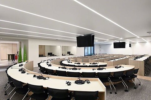 Living room with Barrisol Clim stretch ceiling