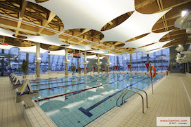 Swimming pool with sails