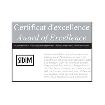 Award of Excellence Certificat