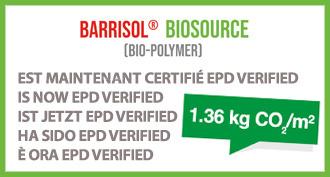 Barrisol Biosource® is EPD VERIFIED – 1.36 kg CO₂/m² including recycling